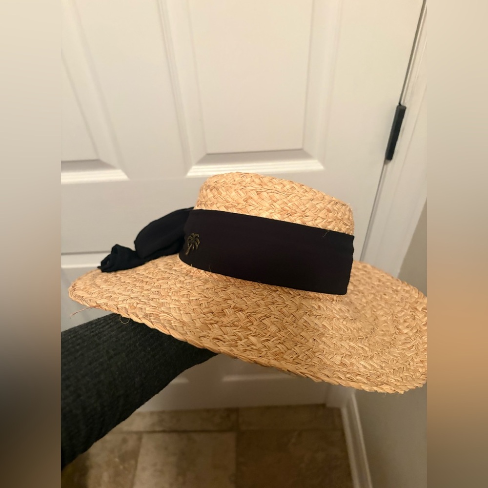Woven Straw Sun Hat with Black Ribbon Band